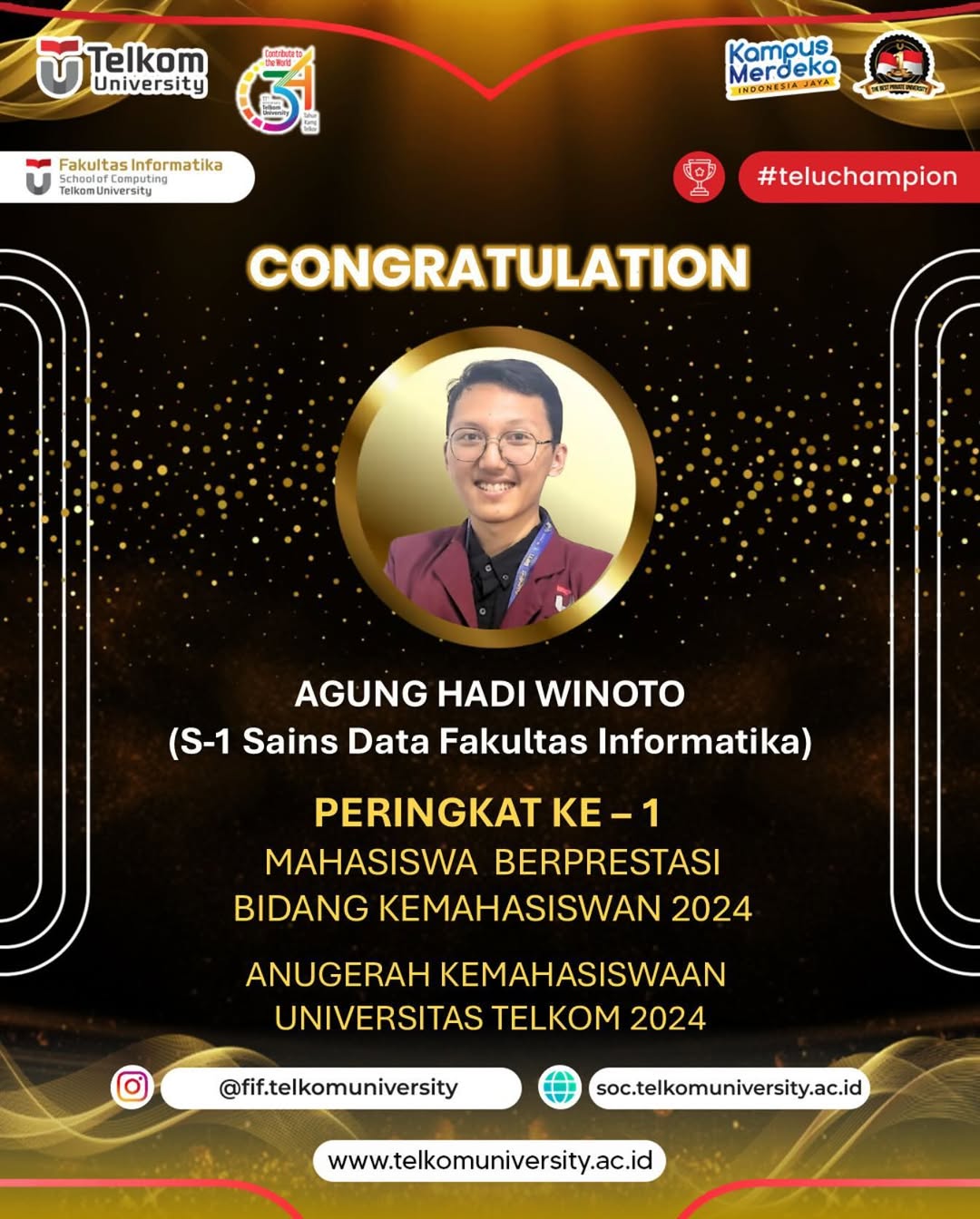 Juara 1 Mahasiswa Berprestasi Bidang Kemahasiswaan